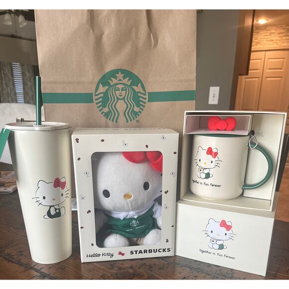 Starbucks Hello Kitty Collection 2025 Limited Edition Plush Coffee Stainless Cup - Picture 1 of 3